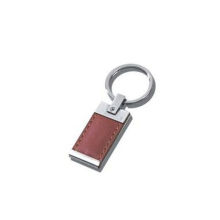 Kundenspezifisches Metall Keychain mit Leder, Schlüsselring Gzhy-Ka-082)